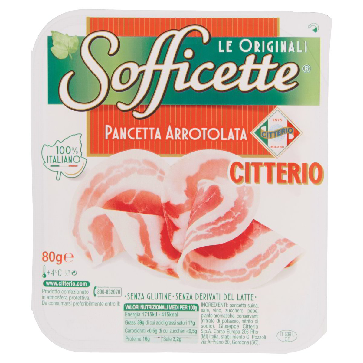 PANCETTA ARROTOLATA CITTERIO SOFFICETTE GR.80 Tigros