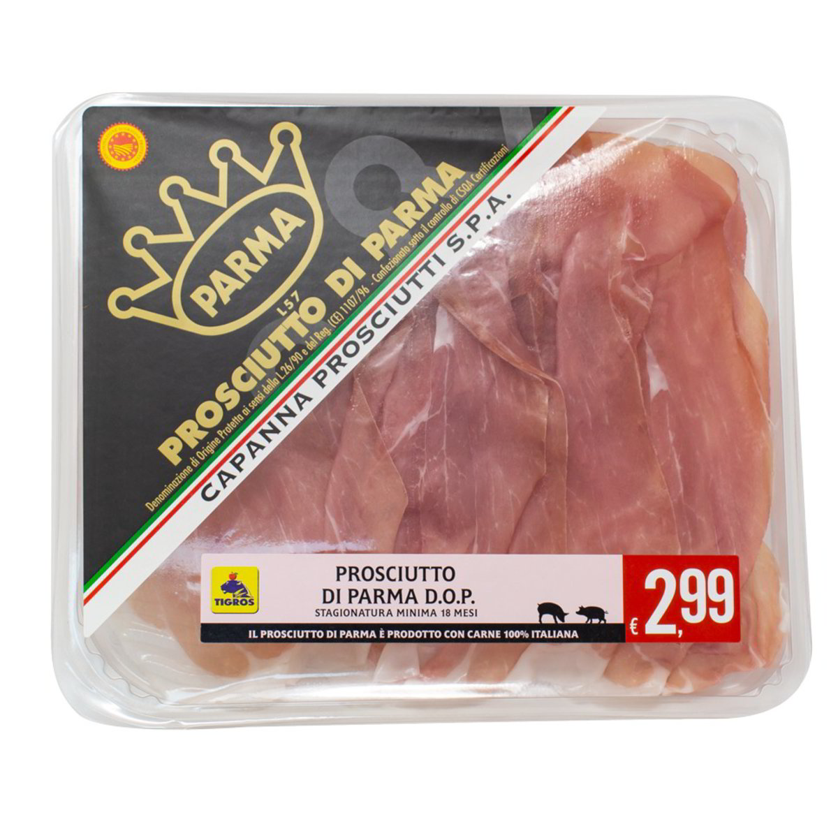 PROSCIUTTO CRUDO DI PARMA DOP 18 MESI GR.80 Tigros